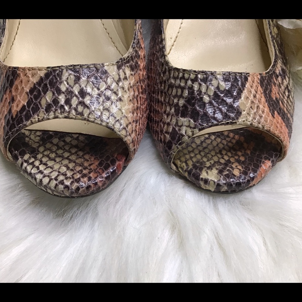 Calvin Klein Peep Toe Snake Skin Wedge Pumps - Picture 2 of 4